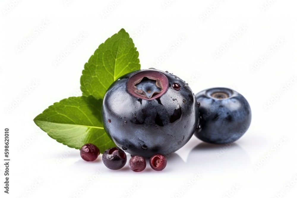 Blueberry isolated on white background. Generative AI Blueberry isolated on white background. Generative AI