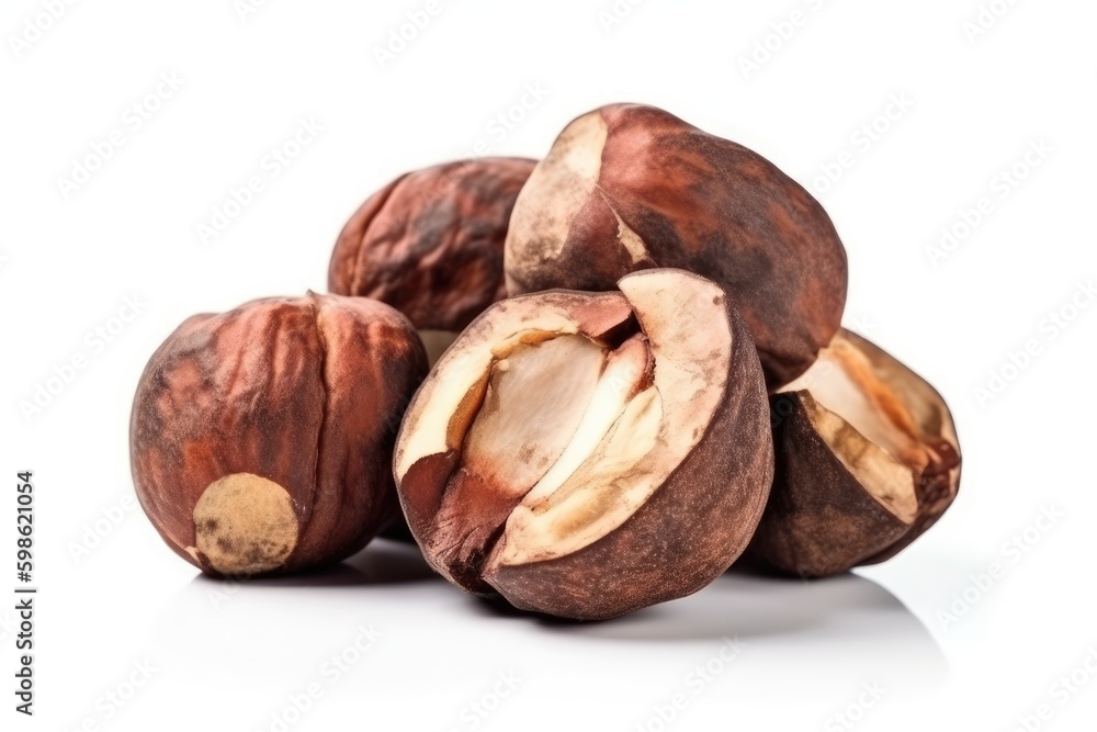 Brazil nut isolated on white background. Generative AI Brazil nut isolated on white background. Generative AI