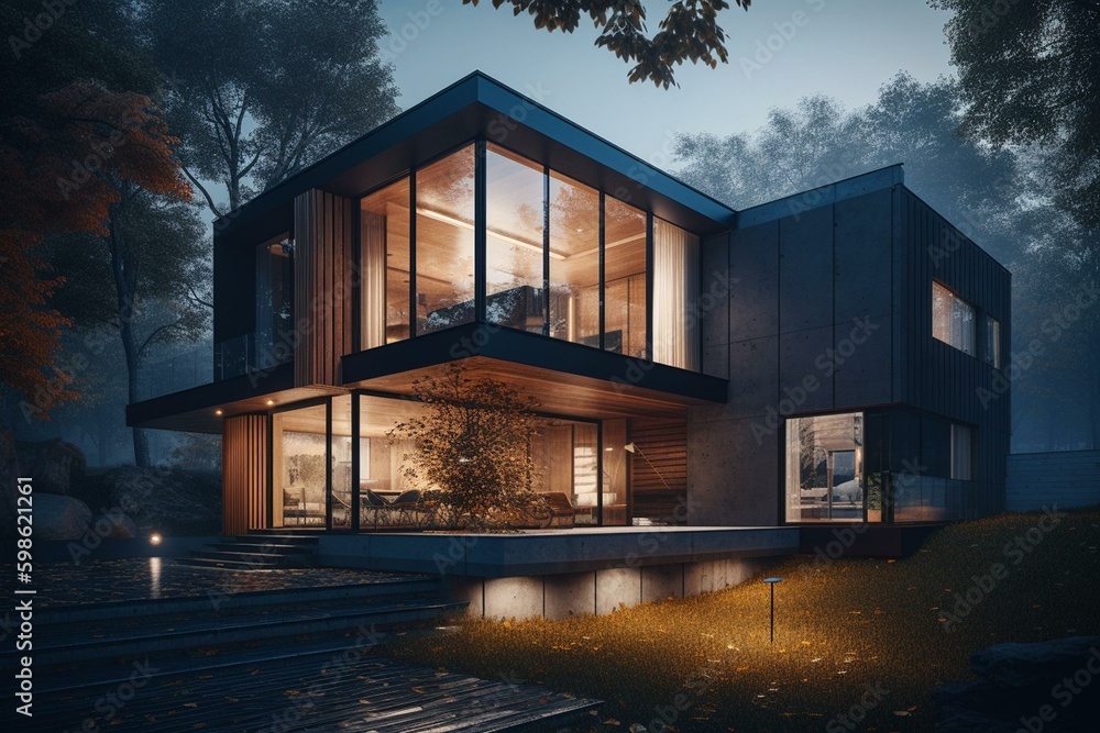 Design concept for a contemporary house. Generative AI
