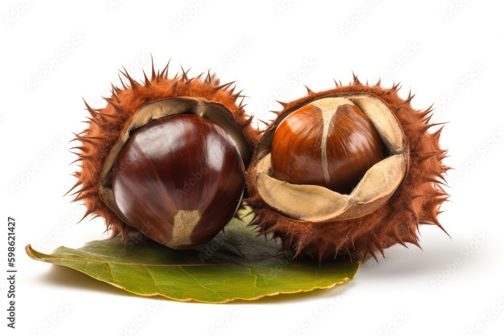Chestnut isolated on white background. Generative AI Chestnut isolated on white background. Generative AI