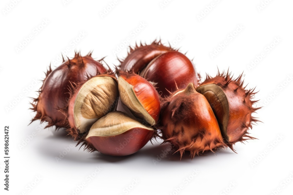 Chestnut isolated on white background. Generative AI Chestnut isolated on white background. Generative AI