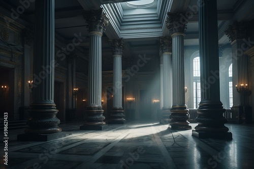 A room with columns. Generative AI