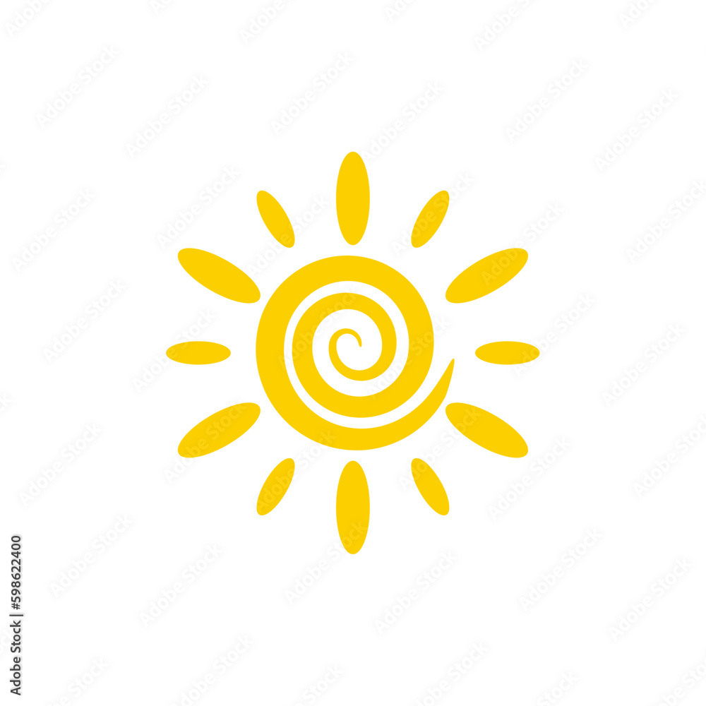 simple yellow spiral sun icon illustration vector simple yellow spiral sun icon illustration vector