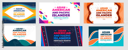 Asian American and Pacific Islander Heritage Month background or banner design template set celebrate in may.
