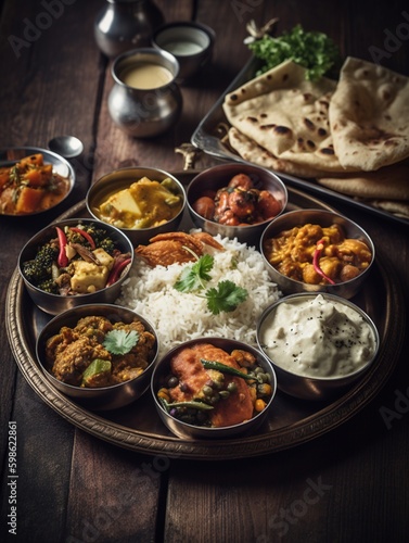 Indian hindu veg thali or food platter