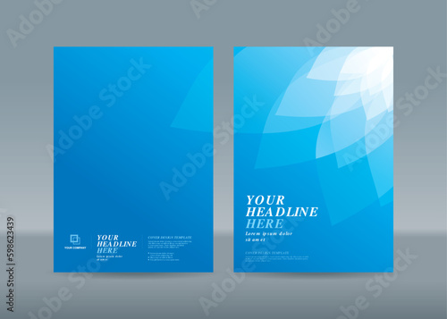 Abstract transparent white flower petals on blue gradation background for book cover template.