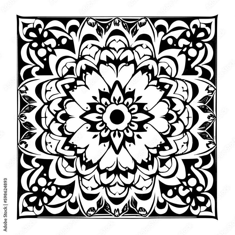 Flower clipart vector design black and white