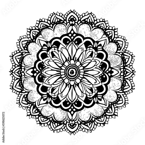 Flower clipart vector design black and white