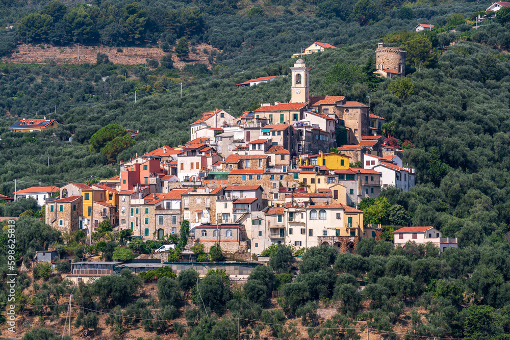 Fototapeta premium view of the small village of Torrazza, Liguria, Imperia, Italy