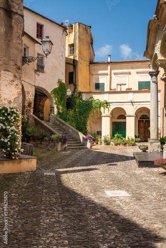 Fototapeta Naklejka Na Ścianę i Meble -  view of the small village of Torrazza, Liguria, Imperia, Italy