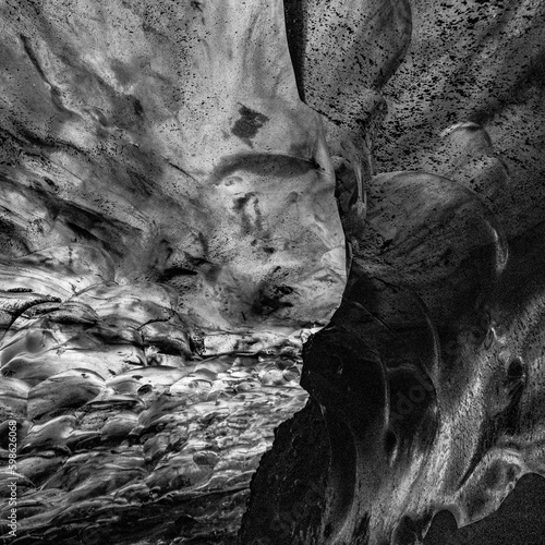 glacier ice, seen at an excursion to a glacier cave in Vatnajökull, Iceland