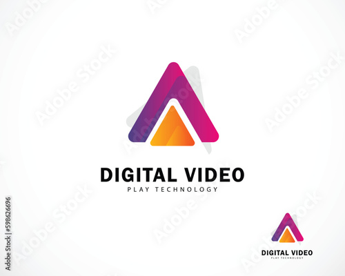 digital video logo abstract creative color gradient triangle design modern arrow