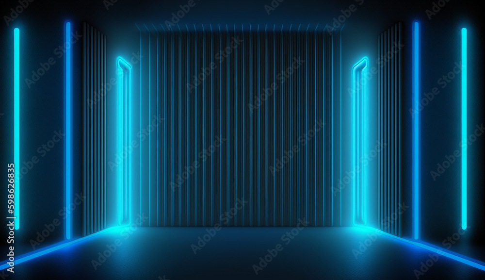 Abstract dark blue neon digital background, Created with generative Ai ...