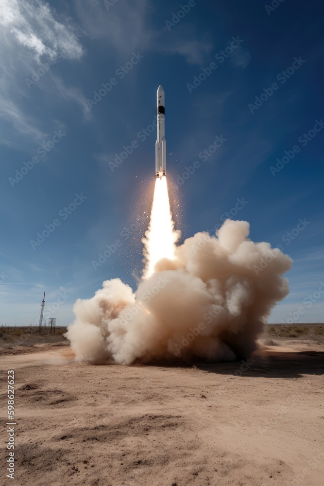A rocket that is starting to launch
