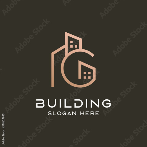 G letter and building logo. luxury logo. logo architect. line logo. suitable for your company.