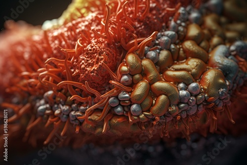 The structure of an enzyme in the stomach called pepsin. Generative AI photo