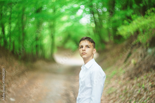 portrait of handsome young man outdoors