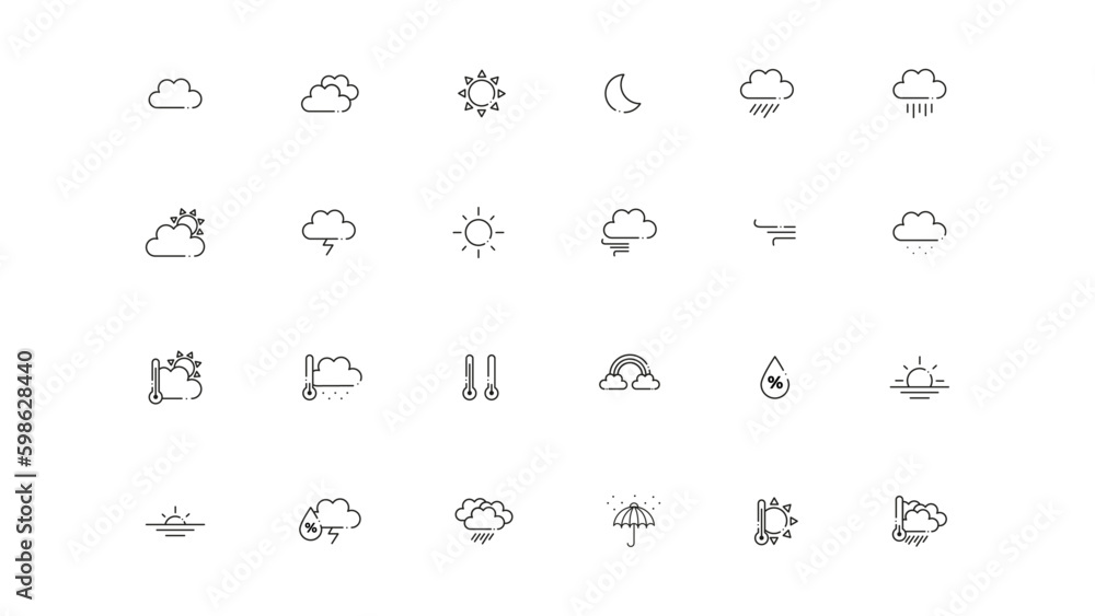 24 Weather Icons. Vector Icon Set. 24 Weather Icons. Vector Icon Set.