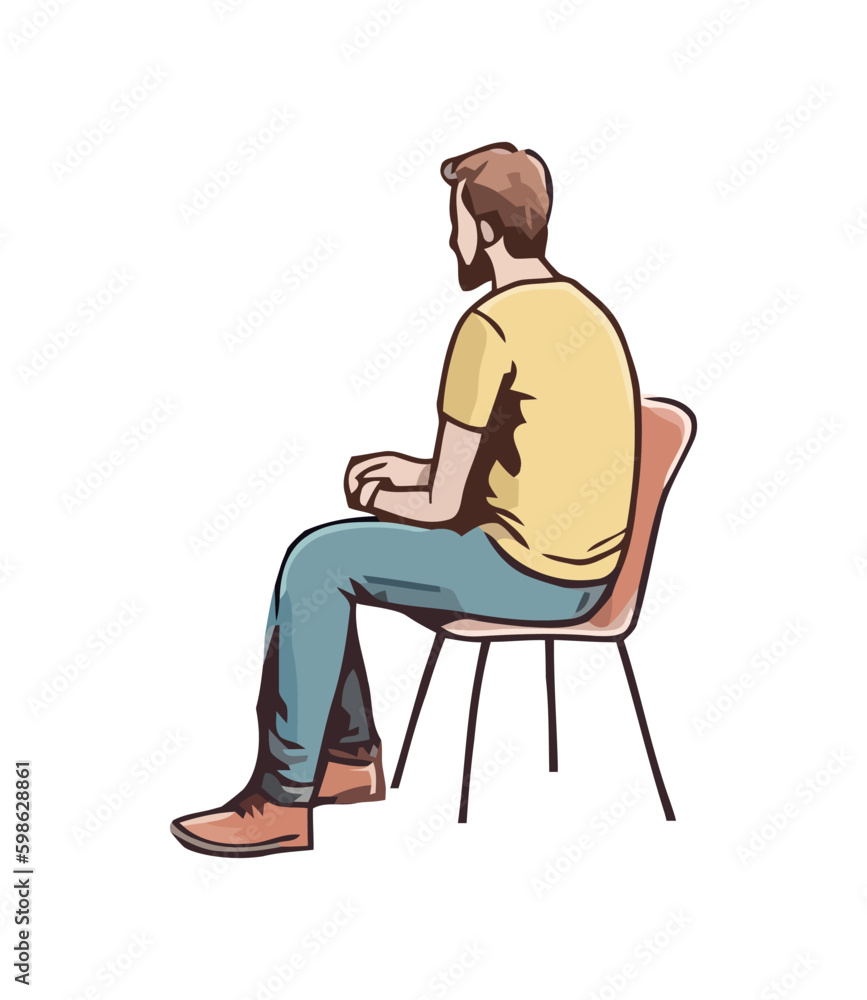 One person sitting in chair, working hard Generative AI