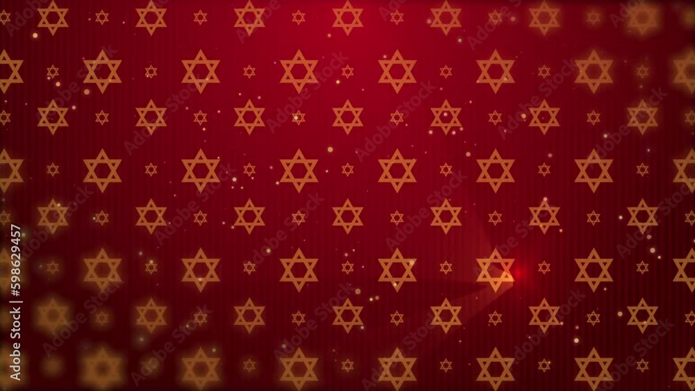 Vídeo do Stock Red background with jewish symbol star of david. Abstract animation with shining