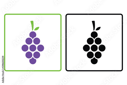 Grapes fruit icon illustration. icon related to fruits. Solid icon style. Simple vector design editable