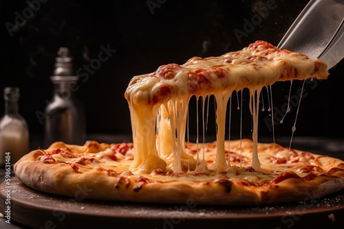 Delicious pizza with melted cheese from an Italian restaurant. Generative AI