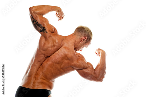 Bodybuilder against White Background photo