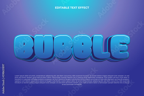 editable text effect bubble blue
