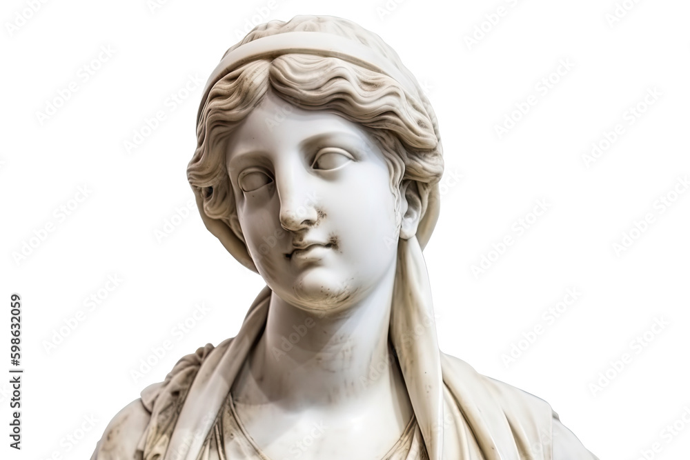 Set of marble statue isolated on transparent background - Fictional Person, Generative AI