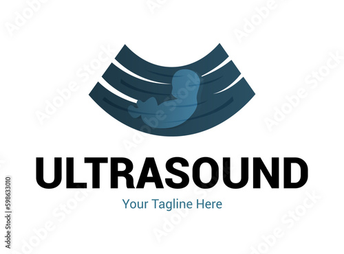 Ultrasound diagnostics logo. Medical research, gynecology clinic, polyclinics, obstetrics and hospitals, vector design and illustration.