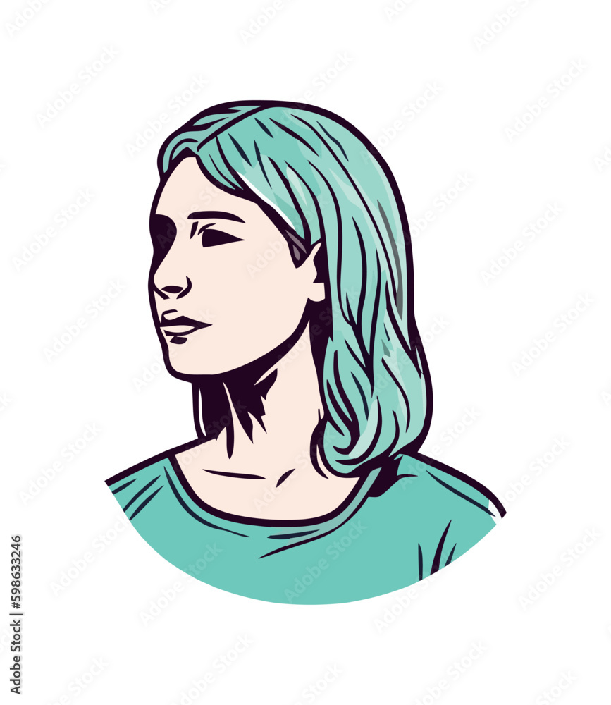 Cheerful young woman drawing style Generative AI Cheerful young woman drawing style Generative AI