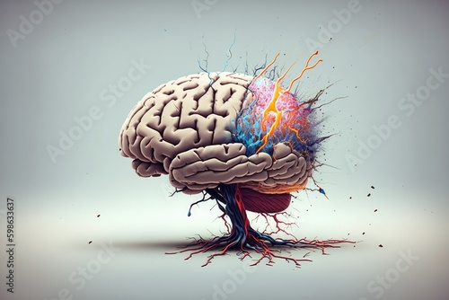 Human brain with splashes of ink. Brainstorming concept