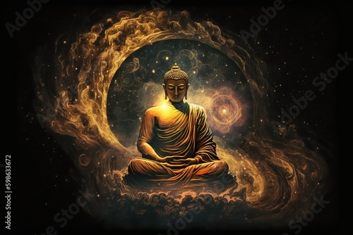 Fotografie Meditating Buddha experiencing a transcendental phase