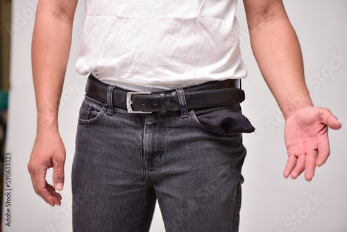 Poor man in jeans with bankruptcy concept, bankruptcy, no money, recession © สัมฤทธิ์ ไกรยนุช