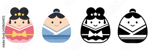 七夕の織姫と彦星のシンプルアイコン素材セット
