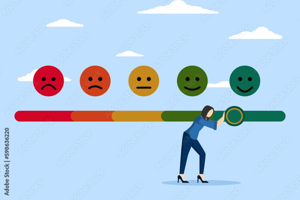 Customer feedback provides ratings based on experience or quality of products and services, surveys and reviews to evaluate results, men try to push the customer feedback bar into a very good smile.