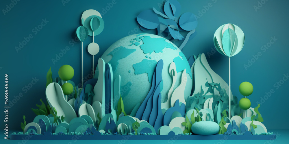 earth day - renewable energy and reduce CO2 emission concept, generative ai earth day - renewable energy and reduce CO2 emission concept, generative ai