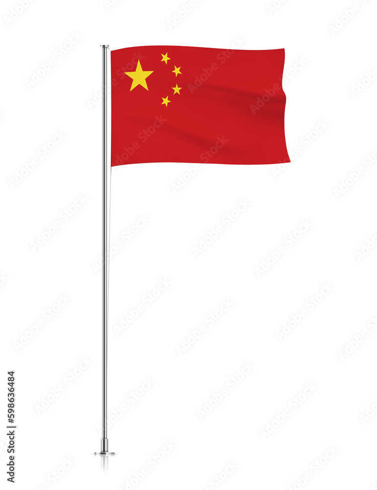 China flag, waving flag of India on a pole China flag, waving flag of India on a pole