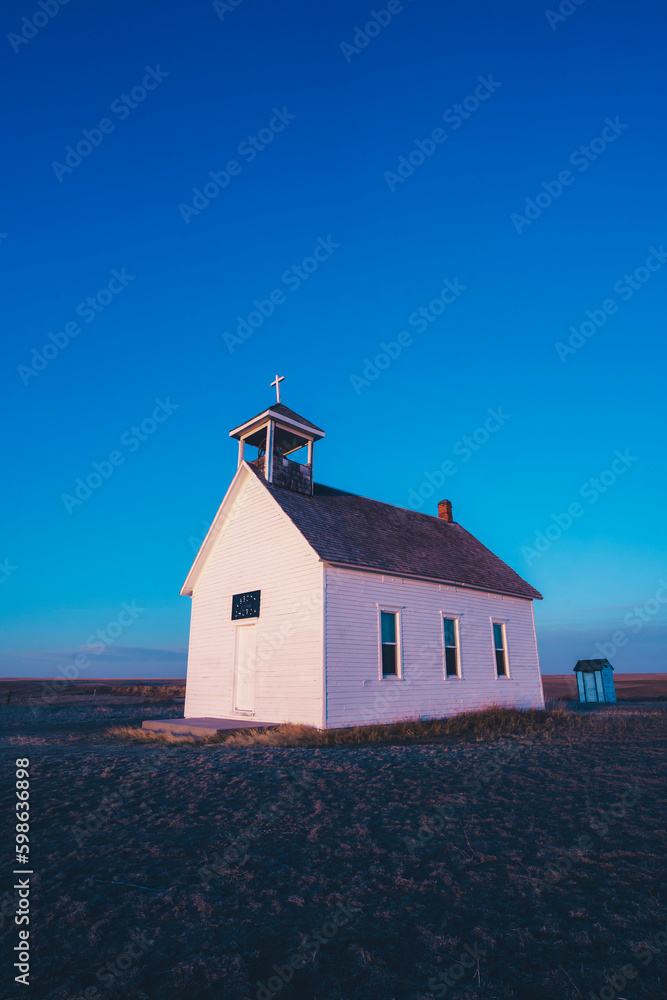 old country church in a field
