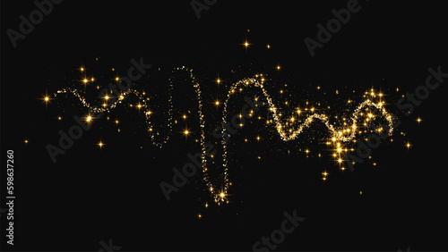 Gold glittering confetti wave and stardust