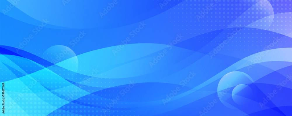 Abstract blue background with dynamic wavy lines. Vector illustration