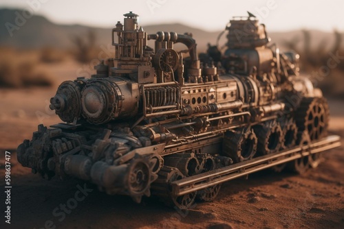 The mechanical being on arid world. Generative AI