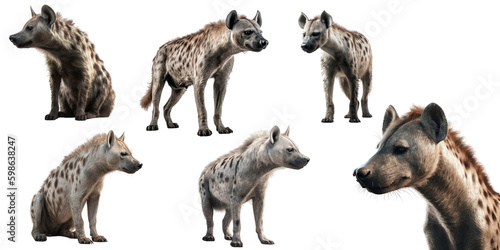 Fotografiet Hyena set on the png background created with ai technology
