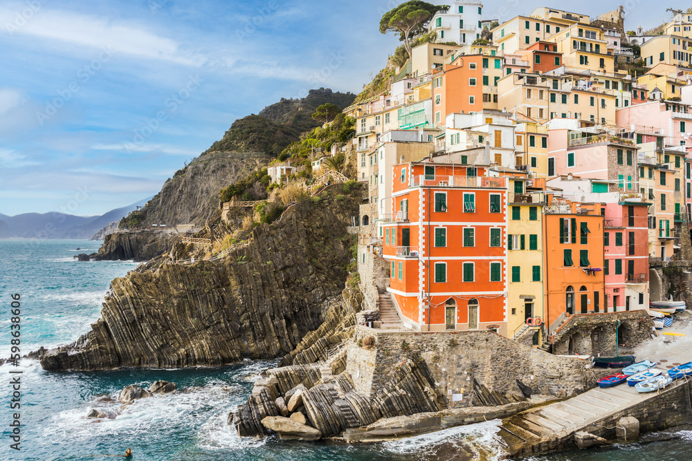 Beautiful Riomaggiore, the most southern village of the Cinque Terre, Liguria, Italy