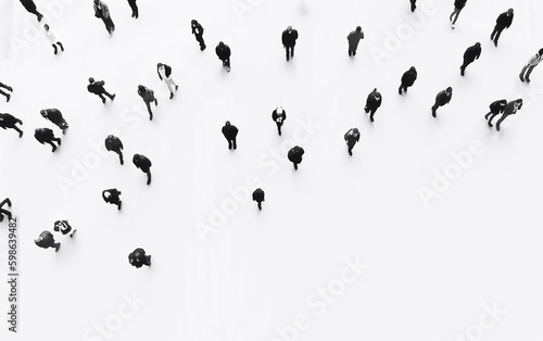 People on white background. Top down view.
