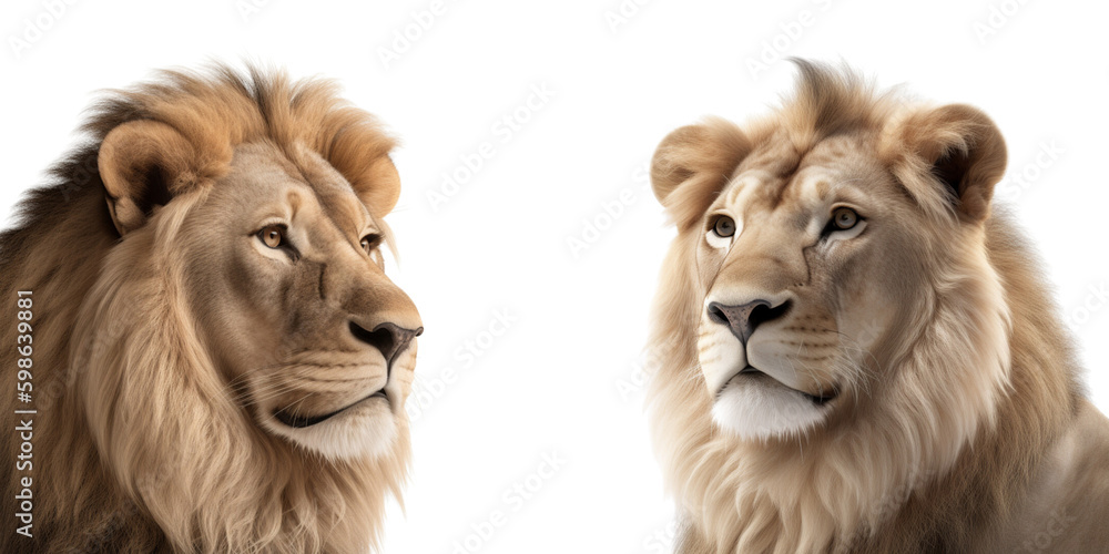 Fototapeta premium Lions set on the png background created with ai technology