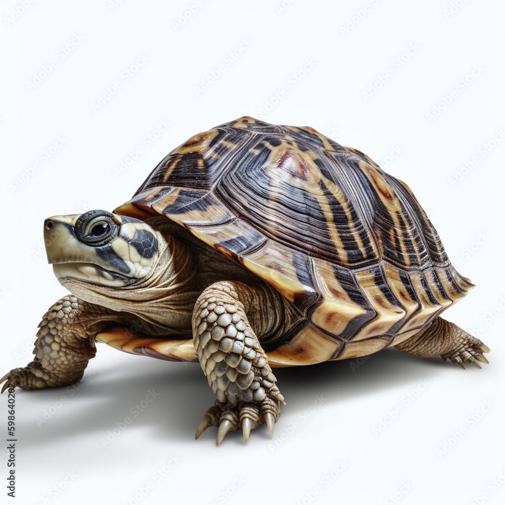 Armored and Unique: A Stunning Portrait of a Turtle on White Background Armored and Unique: A Stunning Portrait of a Turtle on White Background