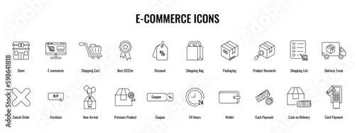 Set of vector e commerce icons isolated on white background