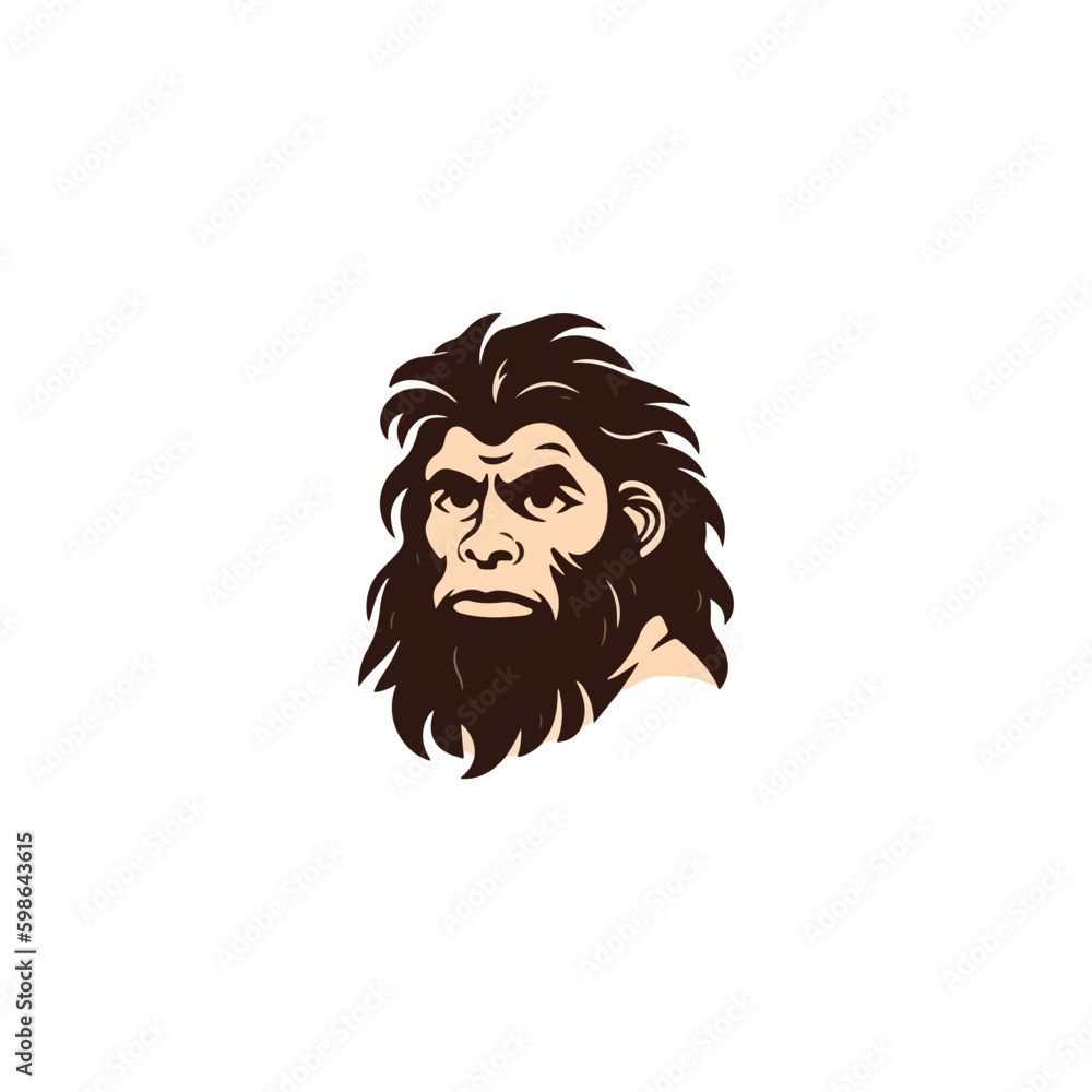 primitive caveman logo, an extinct species of archaic humans viewed from side primitive caveman logo, an extinct species of archaic humans viewed from side