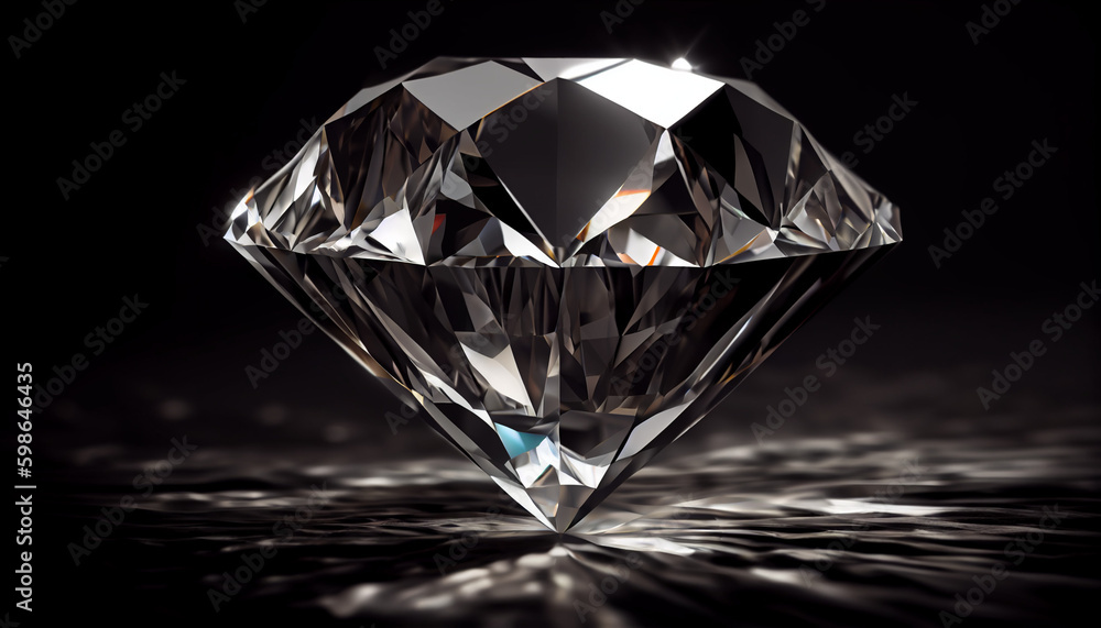 Diamond isolated on solid black background Ai generated image Diamond isolated on solid black background Ai generated image